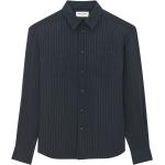 Chemises de créateur Saint Laurent Paris bleu nuit à rayures en soie à manches longues classiques pour homme 