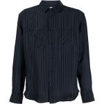 Chemises de créateur Saint Laurent Paris bleu nuit à rayures en soie à manches longues classiques pour homme 