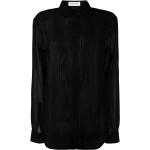 Chemises de créateur Saint Laurent Paris noires à rayures en soie à manches longues Taille XS pour femme 
