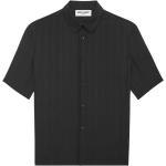 Chemises de créateur Saint Laurent Paris noires à rayures en soie bio à manches courtes pour homme 