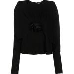 T-shirts de créateur Saint Laurent Paris noirs en viscose à motif fleurs à manches longues à manches longues à col rond Taille XS pour femme 