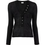 T-shirts col V de créateur Saint Laurent Paris noirs en coton mélangé à col en V pour femme 