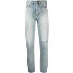 Jeans droits de créateur Saint Laurent Paris bleus en cuir de veau W24 L29 classiques pour femme 