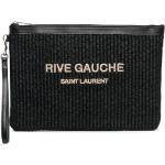 Saint Laurent pochette Rive Gauche en raphia - Noir