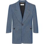 Robes courtes de créateur Saint Laurent Paris bleues en coton mélangé à manches trois-quart Taille XS classiques pour femme 