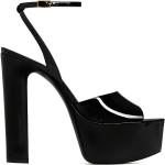 Sandales de créateur Saint Laurent Paris noires en cuir de veau en cuir à bouts ouverts Pointure 40,5 look sexy pour femme 
