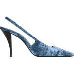 Escarpins à brides de créateur Saint Laurent Paris bleus en velours Pointure 37 pour femme 