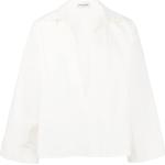 Chemises de créateur Saint Laurent Paris blanches en lin à manches longues à col en V pour homme 