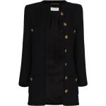 Vestes longues de créateur Saint Laurent Paris noires en tweed à manches longues à col rond Taille XS pour femme 