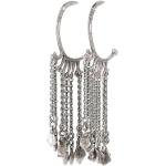 Boucles d'oreilles pendantes de créateur Saint Laurent Paris grises en métal seconde main look vintage pour femme 