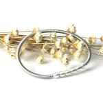 Bracelets de perles pour la fête des mères gris acier en acier à perles personnalisés 