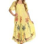 Caftans Sakkas jaunes tropicaux à motif palmier Tailles uniques look casual pour femme 