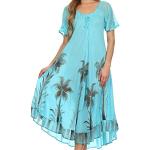 Robes évasées Sakkas turquoise tropicales à motif palmier Tailles uniques look casual pour femme 
