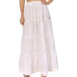 Jupes longues Sakkas blanches en coton maxi Tailles uniques style bohème pour femme 
