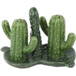 Salières poivrières vertes en céramique à motif cactus 