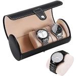 Boîtes à montres noires en métal imperméables rondes look fashion pour femme 