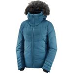 Vestes de ski Salomon Icetown bleues en fil filet imperméables respirantes avec jupe pare-neige Taille M pour femme 