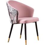 Chaises design roses en velours avec accoudoirs 