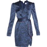 Robes en soie Saloni bleues à motif paisley minis à manches longues Taille L look fashion pour femme 
