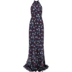 Robes en soie de soirée Saloni bleues à fleurs à col américain Taille XS pour femme 