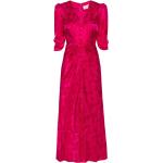 Robes fleuries Saloni rose fushia à fleurs mi-longues à manches courtes à col en V Taille XS pour femme 