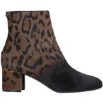 Bottines de créateur Ferragamo noires à effet léopard en cuir léopard à talons carrés Pointure 36 pour femme 
