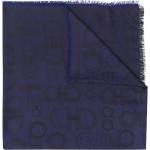 Écharpes en soie de créateur Ferragamo bleues à franges Tailles uniques pour femme 