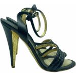Sandales à talons de créateur Ferragamo noires en tissu Pointure 39 look fashion pour femme 