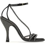 Sandales à talons de créateur Ferragamo noires en daim à bouts ouverts Pointure 38 look fashion pour femme 