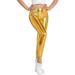 Leggings en cuir dorés en cuir métalliques stretch Taille M look sexy pour femme 