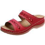 Sandales de marche rouges en toile respirantes à bouts ouverts à lacets Pointure 42 avec un talon entre 5 et 7cm look sportif pour femme 