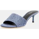 Sandales à talons Guess bleus clairs en cuir à clous à bouts carrés avec un talon entre 5 et 7cm 