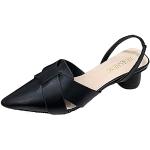 Sandales à talons noires en cuir à talons aiguilles à lacets Pointure 40 avec un talon de plus de 9cm look sexy pour femme 
