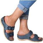 Sandales bleues en cuir respirantes à bouts ouverts Pointure 39 look sexy pour femme 
