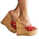 Sandales à talons rouges en cuir à bouts ouverts Pointure 42 plus size look sexy 