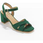 Sandales à talons vertes en textile à bouts ouverts Pointure 36 avec un talon entre 7 et 9cm classiques pour femme 
