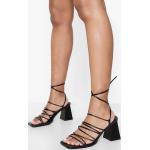 Sandales à talons Boohoo noires en cuir synthétique à talons carrés pour pieds larges Pointure 36 pour femme en promo 
