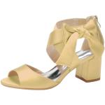Sandales à talons de mariée dorées à talons carrés à bouts ouverts Pointure 40 avec un talon entre 5 et 7cm look fashion pour femme 