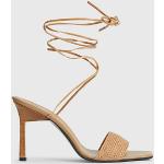 Sandales à talons de soirée de créateur Calvin Klein kaki à logo en cuir éco-responsable Pointure 39 pour femme 