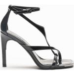 Sandales à talons de créateur DKNY noires en cuir synthétique Pointure 35,5 avec un talon de plus de 9cm pour femme 