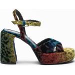 Sandales à talons Elena Iachi multicolores en velours à boucles Pointure 36 avec un talon de plus de 9cm pour femme 