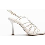 Sandales à talons blanches en cuir synthétique Pointure 35 avec un talon de plus de 9cm pour femme 