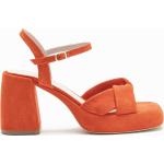 Sandales à talons orange en cuir Pointure 39 avec un talon de plus de 9cm pour femme 
