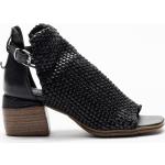 Sandales à talons noires en cuir Pointure 37 avec un talon entre 5 et 7cm pour femme 