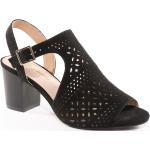 Sandales à talons Blancheporte noires en textile à talons carrés à bouts ouverts Pointure 39 look fashion pour femme 