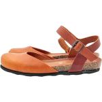 Sandales à talons marron en cuir avec un talon jusqu'à 3cm pour femme 