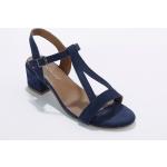 Sandales à talons bleues en cuir éco-responsable Pointure 37 avec un talon entre 5 et 7cm look casual pour femme en promo 