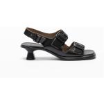 Sandales à talons noires en cuir Pointure 37 avec un talon entre 5 et 7cm pour femme 