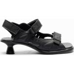 Sandales à talons noires en cuir Pointure 36 avec un talon entre 3 et 5cm pour femme 