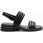 Sandales à talons noires en cuir Pointure 40 avec un talon entre 3 et 5cm pour femme 